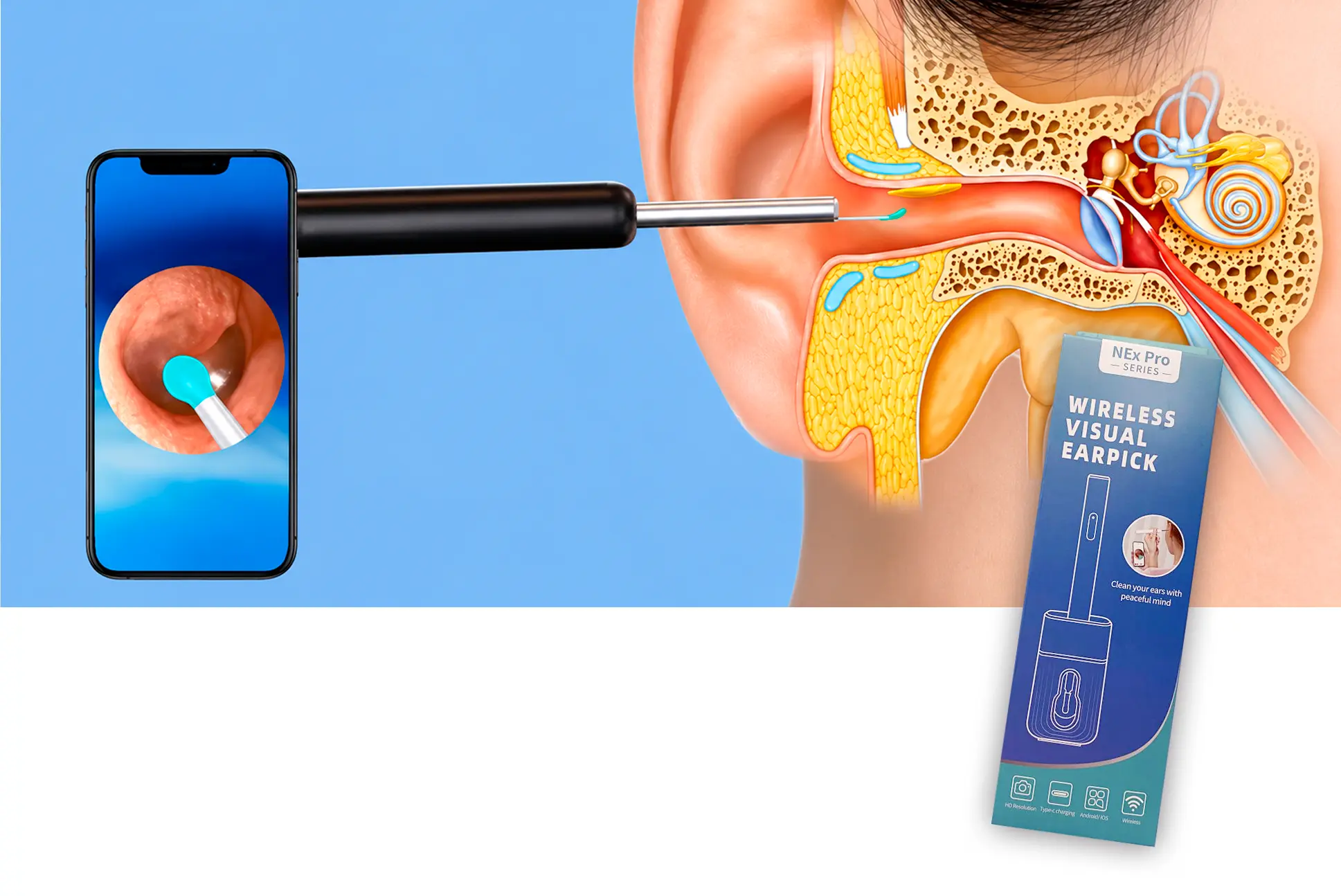 Máy lấy ráy tai, vệ sinh tai nghe