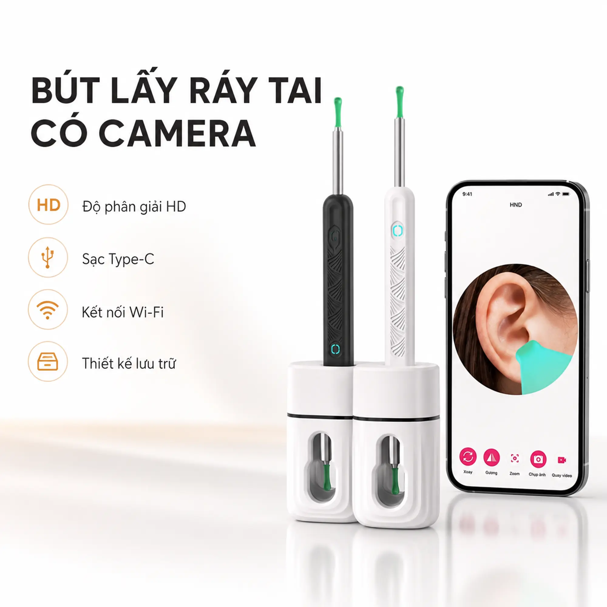 Máy lấy ráy tai, vệ sinh tai nghe
