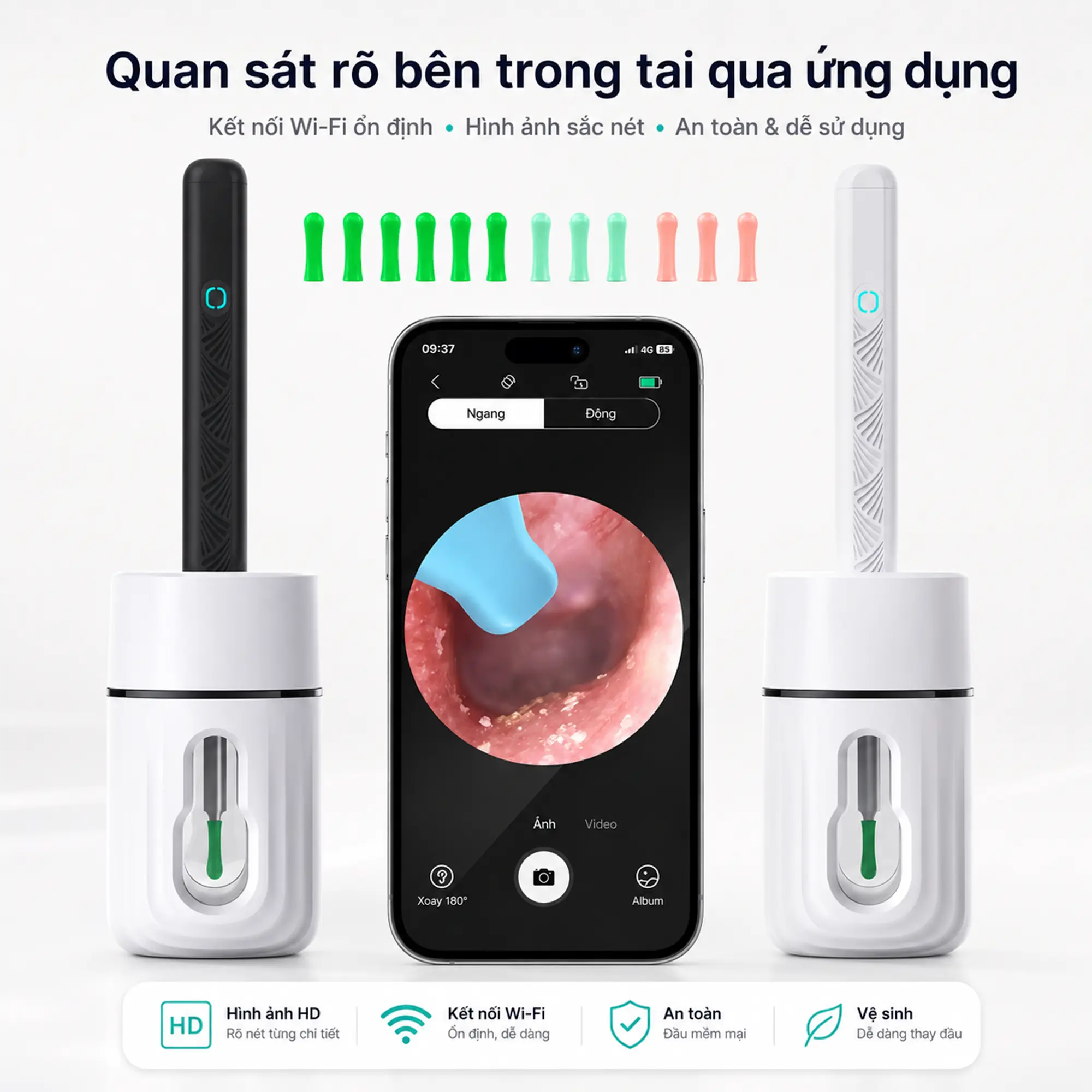 Máy lấy ráy tai, vệ sinh tai nghe